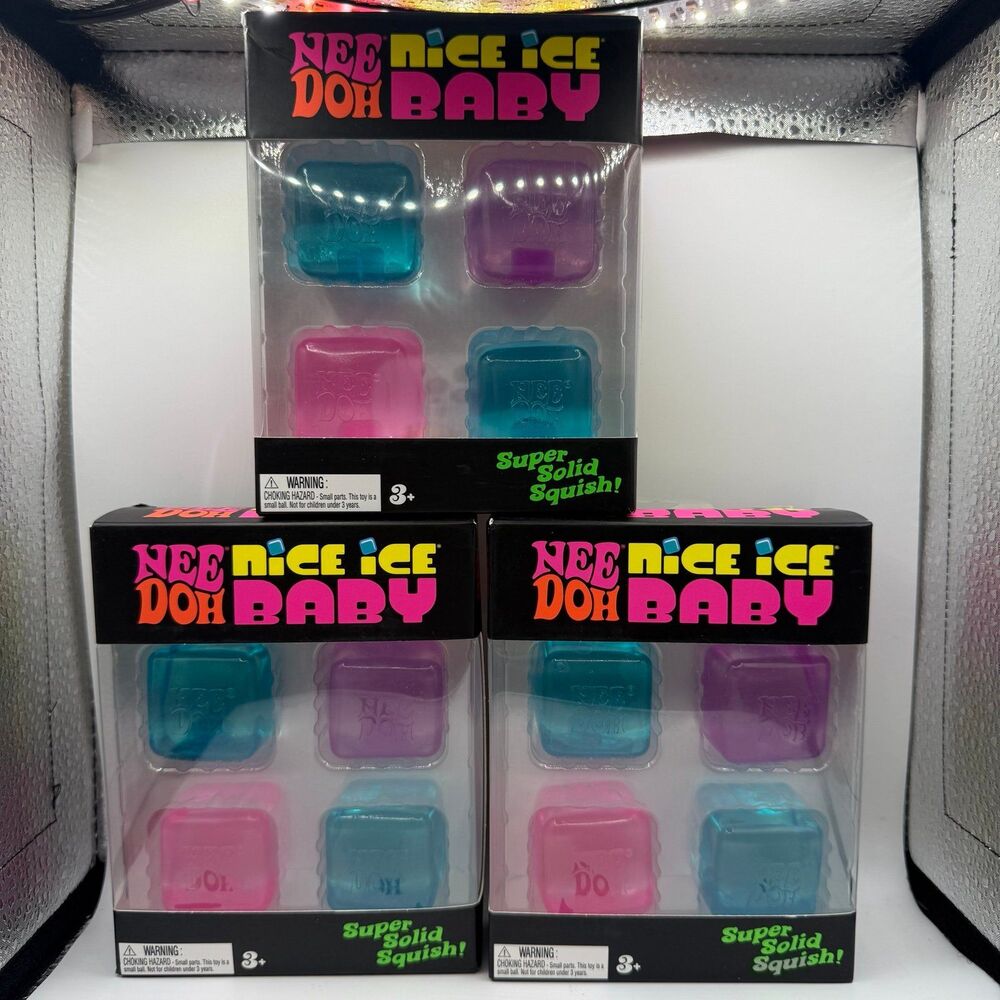 Schylling - NeeDoh Nice Ice Baby *3 Boxes* 4 Cubes Per Box. New Viral Squish Toy